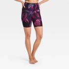 Women's Floral Print Tropical Ultra High-rise Bike Shorts - All In Motion Black
