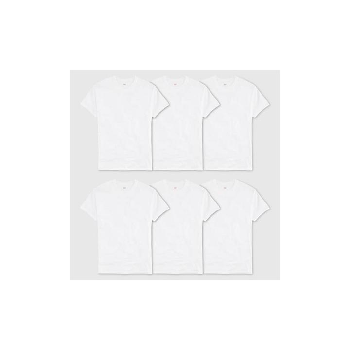 Hanes Men's 6pk Crew Neck T-shirt With Fresh Iq - White