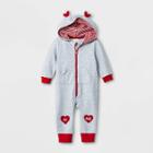 Baby Boys' Valentines Day Heart Print Romper - Cat & Jack Gray Newborn, Boy's