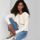 Women's Crewneck Ruffle Pullover Sweater - Wild Fable Cream