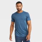 Men's Short Sleeve Soft Stretch T-shirt - All In Motion Heathered Navy Blue