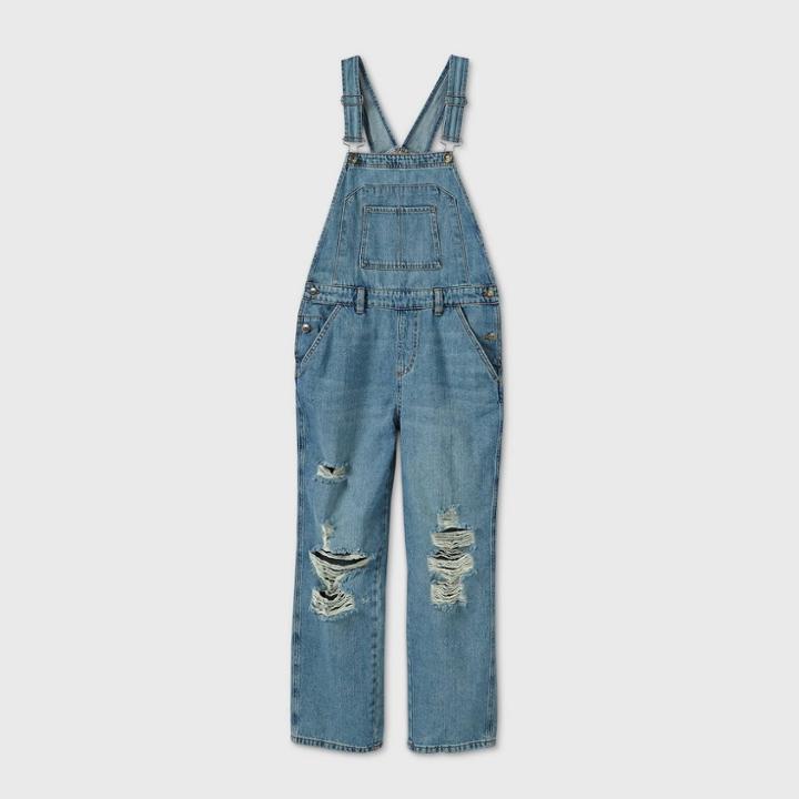 Women's Oversized Distressed Overalls - Wild Fable