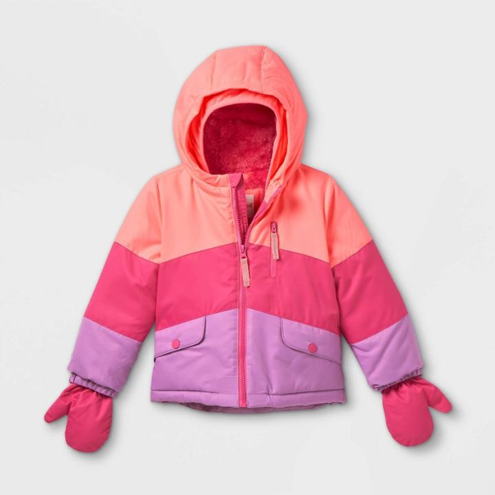 Toddler Girls' Colorblock Bomber Jacket - Cat & Jack Pink/purple