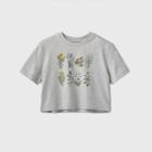 Women's Floral Cropped Lounge T-shirt - Colsie Gray