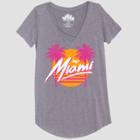 Women's Short Sleeve Miami Photo Print Graphic T-shirt - Awake Heather Gray