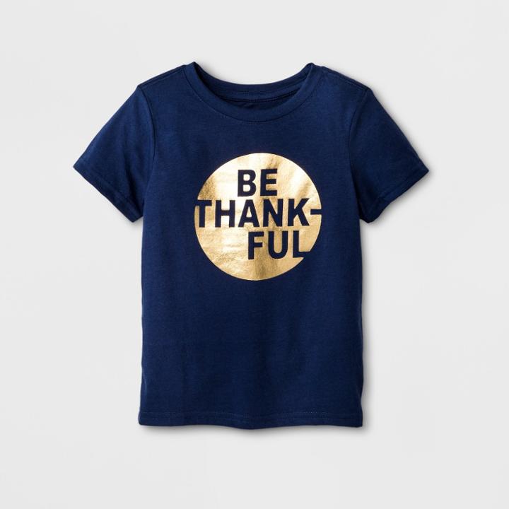 Toddler Kids' Be Thankful Thanksgiving Family T-shirt - Cat & Jack Blue