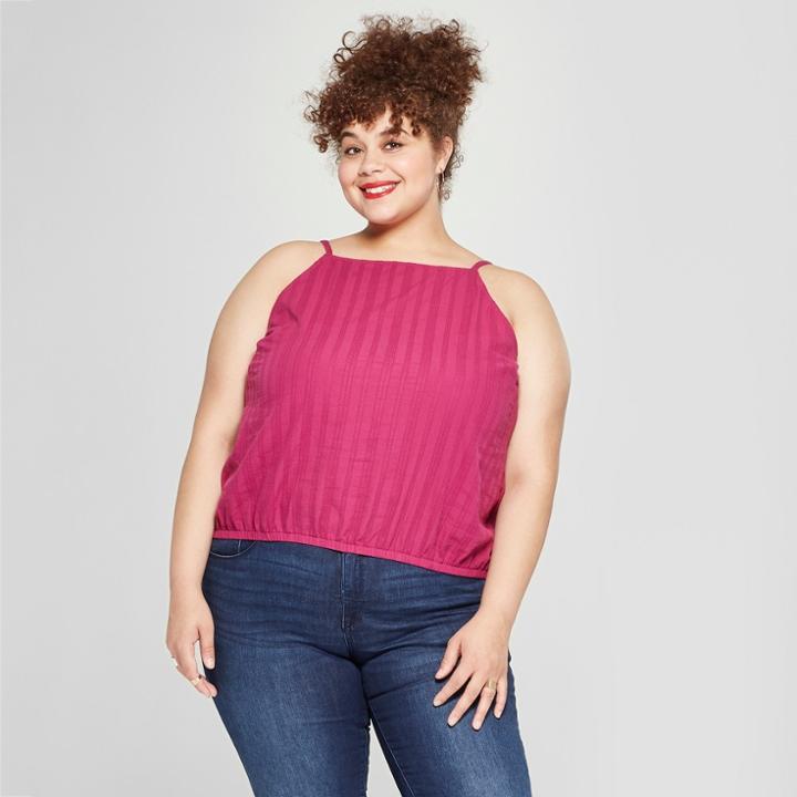 Women's Plus Size Square Neck Tank - Universal Thread Pink