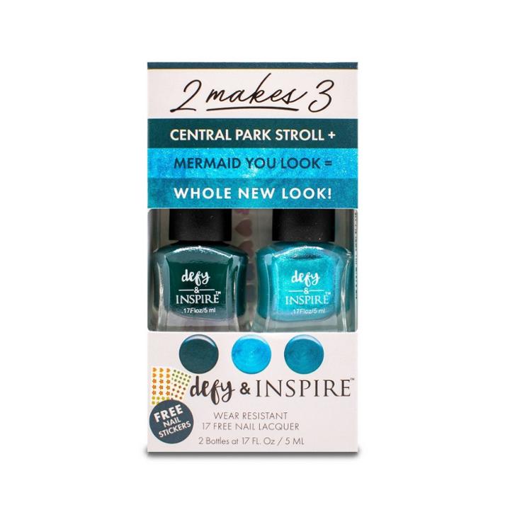 Defy & Inspire 2 Makes 3 Duo Nail Art Kit - Central Park Stroll + Mermaid You