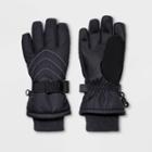Boys' Ski Onyx Quilted Gloves - All In Motion Black 4-7, Black/black