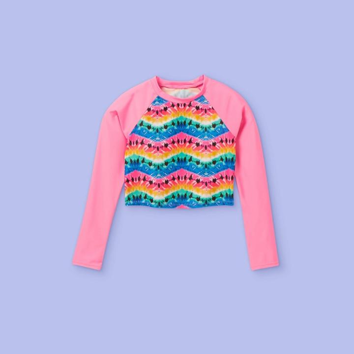 More Than Magic Girls' Shade For Days Tie-dye Long Sleeve Rash Guard Swim Shirt - More Than