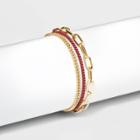 Enamel Multi-strand Row Bracelet - A New Day Red