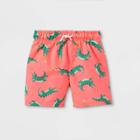 Toddler Boys' Alligator Print Swim Trunks - Cat & Jack Coral Pink