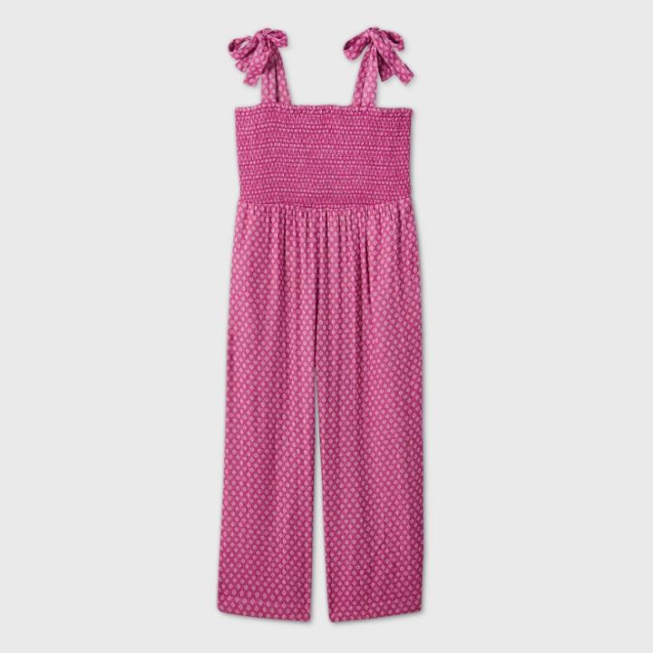 Women's Plus Size Sleeveless Smocked Tie Jumpsuit - Universal Thread Pink 1x, Women's,