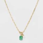 Paperclip Gold Dipped And Aventurine Pearl Chain Necklace - A New Day