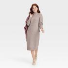 Women's Balloon Long Sleeve Cable Sweater Dress - Universal Thread Tan