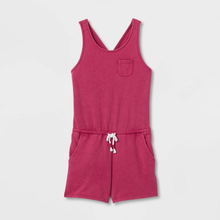 Girls' Sleeveless Knit Romper - Cat & Jack Dark Pink