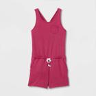Girls' Sleeveless Knit Romper - Cat & Jack Dark Pink