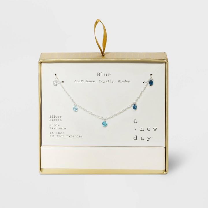 Silver Plated Ombre Blue Cubic Zirconia Necklace - A New Day Blue