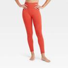Women's High-rise Ribbed Seamless 7/8 Leggings - Joylab Bright Red