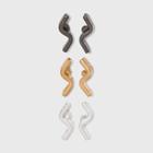 Squiggle Shape Earring Set 3pc - Universal Thread , Black/gold/grey
