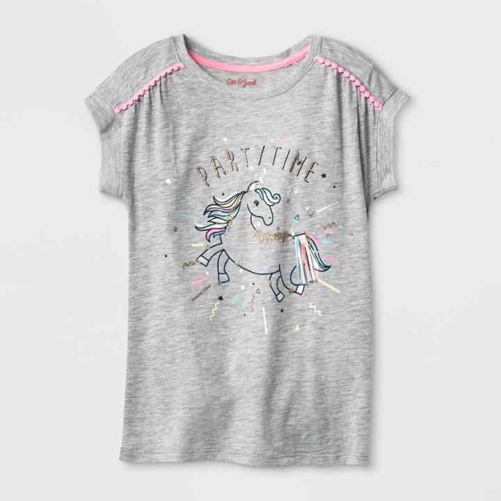 Petitegirls' Short Sleeve Party Time Birthday T-shirt - Cat & Jack Heather Gray S, Girl's,
