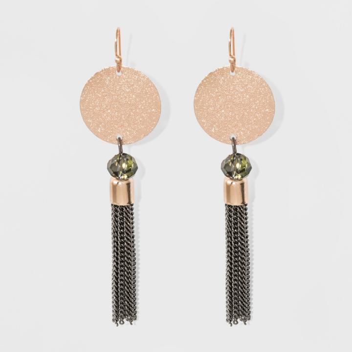 Coin, Glitzy, And Chain Tassel Earrings - A New Day Rose Gold