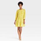 Women's Bishop 3/4 Sleeve Dress - Who What Wear Yellow Leopard Print