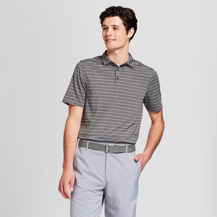 Men's Striped Golf Polo Shirt - C9 Champion Black Heather