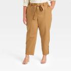 Women's Plus Size Button Hem Ankle Length Pants - Who What Wear Brown