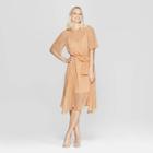 Women's Floral Print 3/4 Sleeve Belted Flowy Midi Dress - Who What Wear Yellow