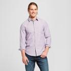 Men's Standard Fit Cotton Slub Solid Long Sleeve Button-down Shirt - Goodfellow & Co Violet (purple)