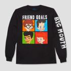 Hybrid Apparel Men's Big Mouth Friend Goals Long Sleeve T-shirt - Jet Black