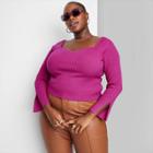 Women's Plus Size Sweetheart Neck Fitted Pullover Sweater - Wild Fable Plum Purple