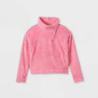 Girls' High Pile Sherpa Fleece 1/4 Zip Pullover Sweatshirt - All In Motion Pink