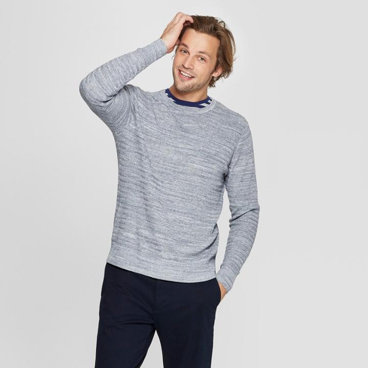 Men's Standard Fit Long Sleeve Crew Neck Pullover Sweater - Goodfellow & Co Denim Heather
