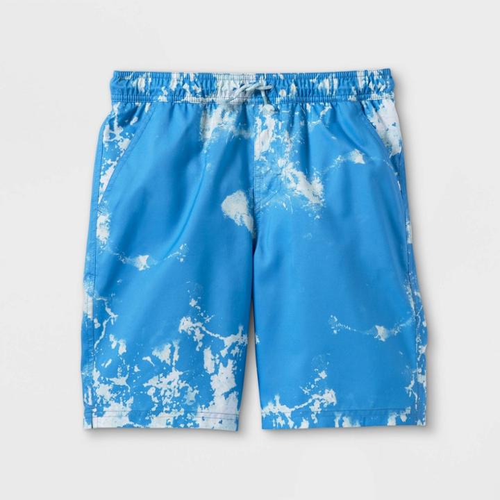 Plusboys' Tie-dye Pull-on Volley Swim Trunks - Art Class Blue