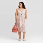 Women's Plus Size Plaid Sleeveless Button-front Sun Dress - Universal Thread Pink