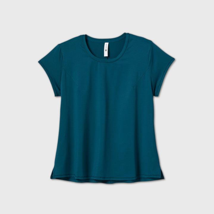 Women's Plus Size Shadow Striped Short Sleeve T-shirt - All In Motion Teal