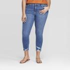Women's Plus Size Mid-rise Destructed Cropped Skinny Jeans - Universal Thread Dark Blue