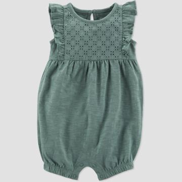 Baby Girls' Eyelet Romper - Just One You Made By Carter's Olive Green Newborn