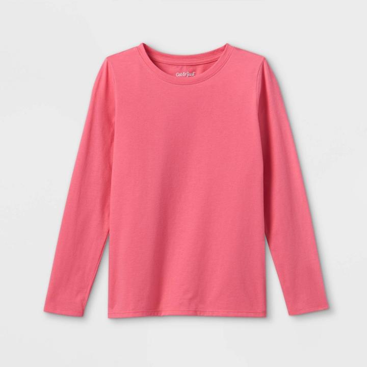 Girls' Long Sleeve T-shirt - Cat & Jack Pink