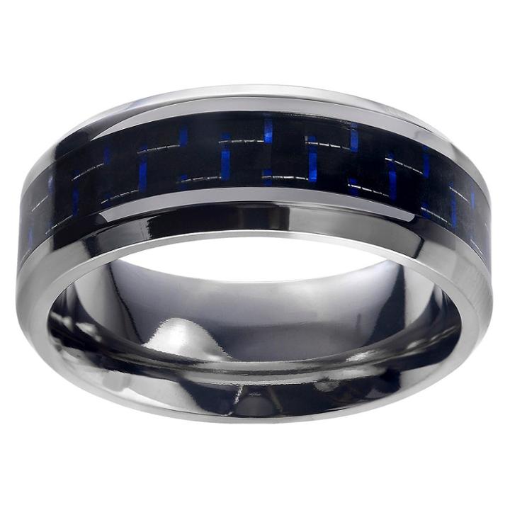 Men's Territory Carbon Fiber Inlay Band In Titanium - Blue,