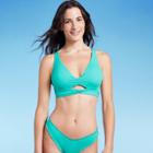 Women's Twisted Keyhole Longline Bralette Bikini Top - Shade & Shore Teal