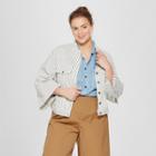 Women's Plus Size Striped Long Sleeve Shrunken Trucker Jacket - Who What Wear Blue/white X