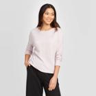 Women's Regular Fit Long Sleeve Crewneck Waffle Knit Top - A New Day Purple