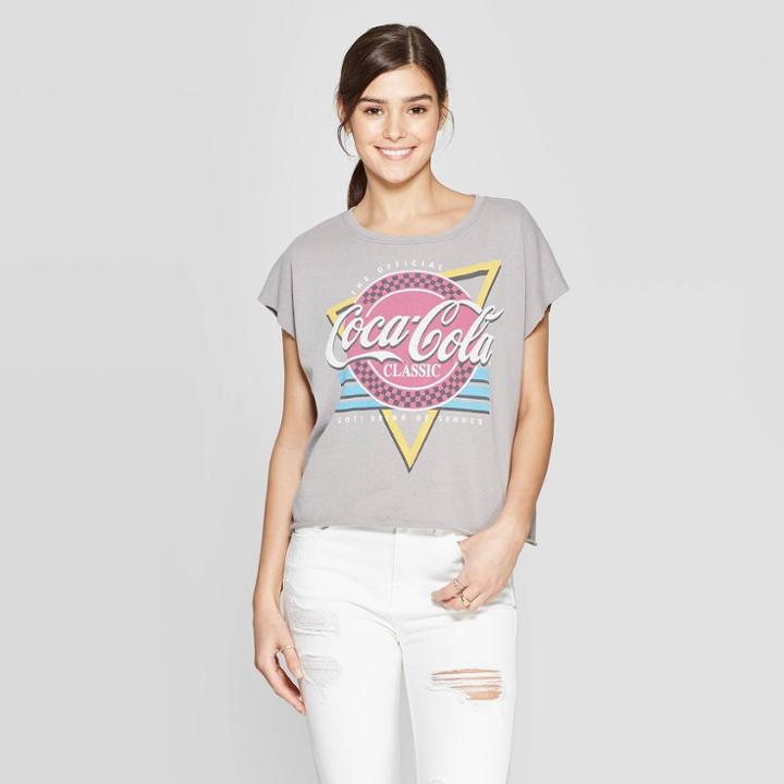 Target Women's Coca-cola Short Sleeve Classic T-shirt (juniors') - Gray/red/blue