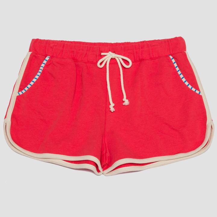 Junk Food Women's Plus Size French Terry Shorts With U.s.a. Back Pocket - Red