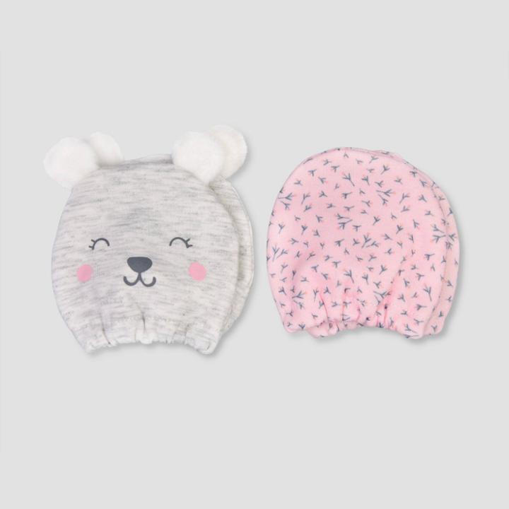 Baby Girls' 2pk Bear Mittens - Just One You Made By Carter's Gray Newborn, Girl's, Gray Pink