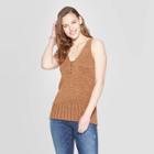 Target Women's Sleeveless V-neck Henley Sweater Tank Top - Universal Thread Brown