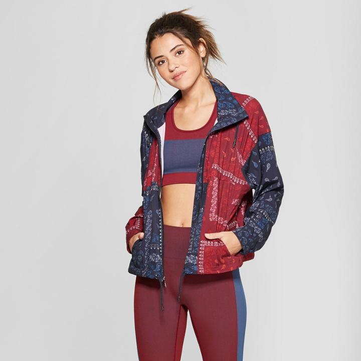 Women's Lightweight Printed Bandana Windbreaker Jacket - Joylab Red/blue